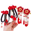 Red children's hairgrip, Hanfu with tassels, hair accessory