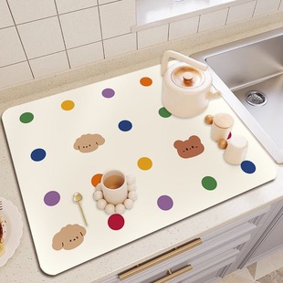 Cartoon Cute Diatom Mud Kitchen Countertop Drain Mat Bar Absorbent Quick-Drying Table Mat Non-Slip Oil-Absorbing Coaster Meal