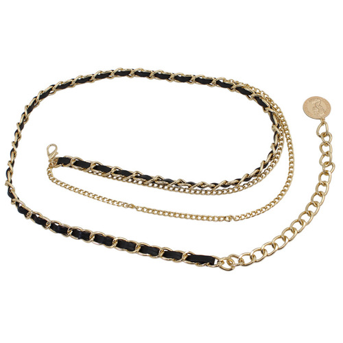 Spring and summer style PU wear metal waist chain women's dress decorative sweater waist chain drop shipping