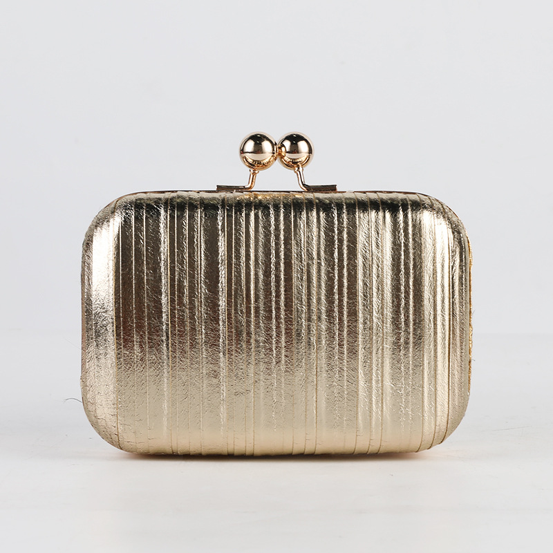 Moda europea y americana plisada noche bolsa de vestido brillante metálico bolsa transfronteriza bolso de las mujeres de todo partido bolso de noche de una sola pieza entrega