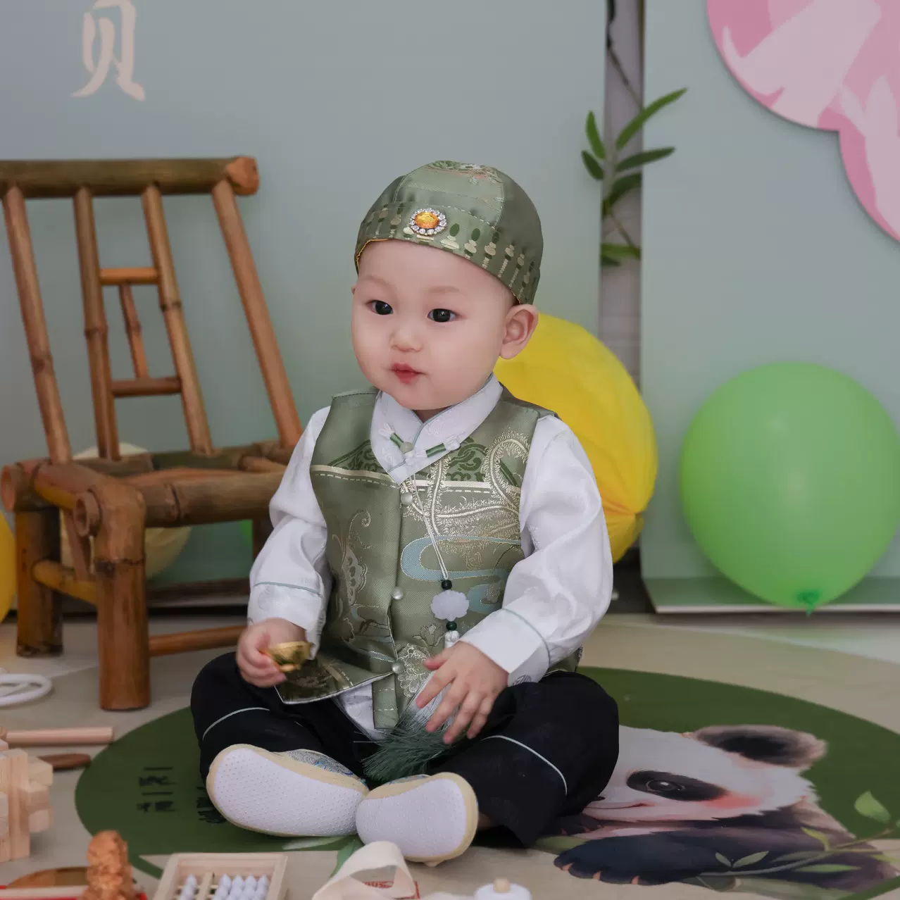 周岁礼服男宝宝夏季新中式婴儿汉服生日宴会百天抓周衣服男童唐装