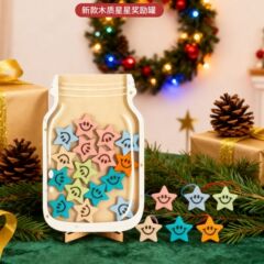 跨境新品木质装饰许愿瓶儿童奖励罐积分奖励学习罐木质工艺品摆件