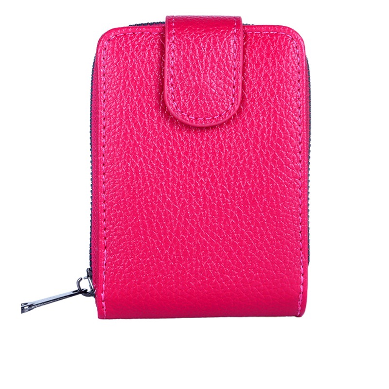 Tarjetero tipo acordeón de nuevo estilo para mujer, billetera multifuncional con cremallera, tarjetero anti-desmagnetización, estuche de cuero para licencia de conducir para hombre