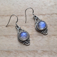 wish欧美外贸新款复古水滴月光石合金耳环小巧梨形镂空耳饰批发