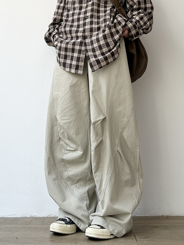 2025 Spring and Autumn New Japanese Retro Washed Loose Straight Casual Pants Unisex Wide-Leg Pants Versatile Work Trousers