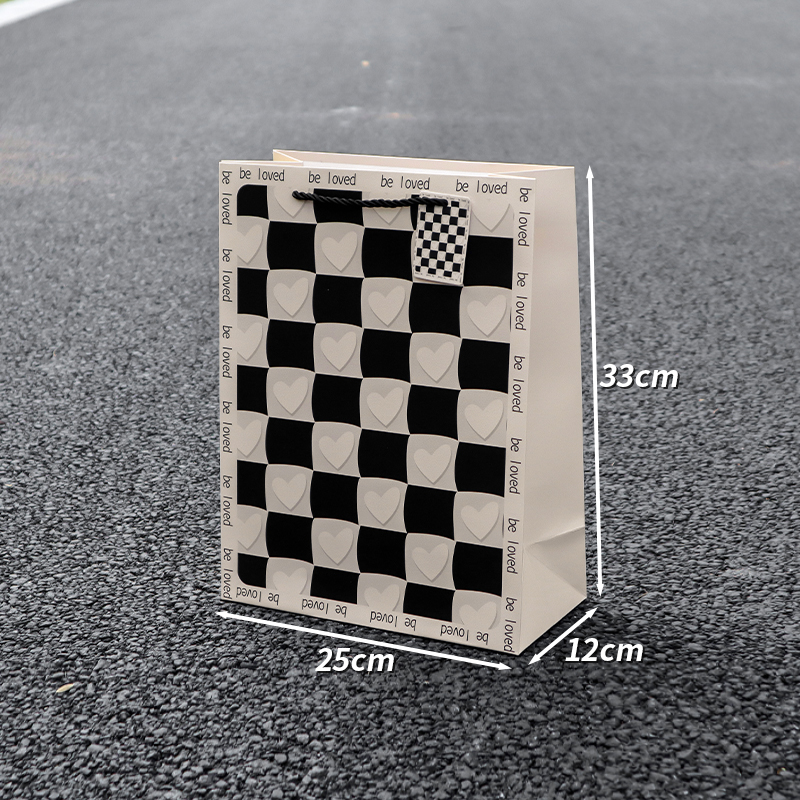 Bolsa de regalo simple en blanco y negro, bolsas de regalo de cumpleaños, bolsas de regalo de alta calidad, bolsas de mano.