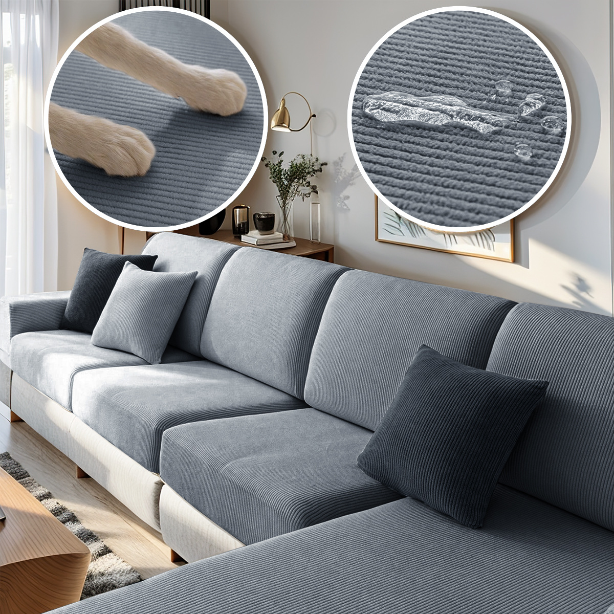 Amazon transfronterizo impermeable La Mao de seda sofá cojín cubierta elástica de color sólido anti-gato agarre sofá cubierta sofá