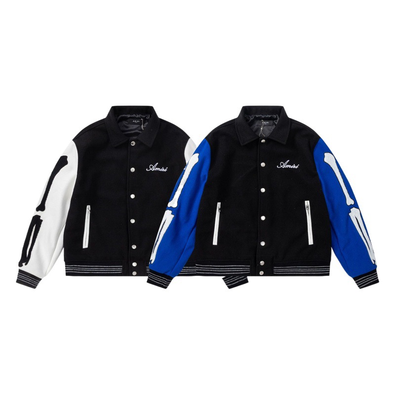 Versión correcta JBAMIRI hueso bordado impresión piloto chaqueta casual de los hombres y las mujeres uniforme béisbol invierno