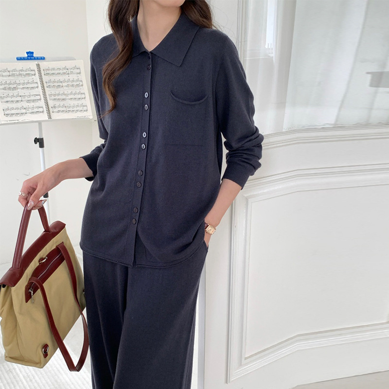 Ai Casual Style Pocket Lapel Fine Wool Cardigan for Women, Spring Loose Fit Slimming Commuter Knitwear Thin Ai Casual Style Pocket Lapel Fine Wool Cardigan for Women, Spring Loose Fit Slimming Commuter Knitwear Thin