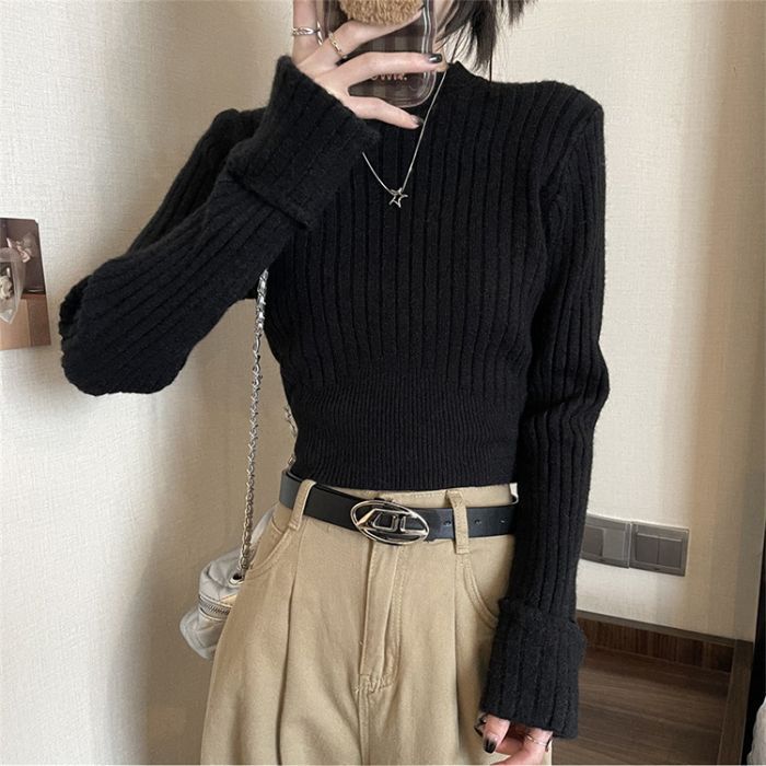 别致修身圆领打底衫女秋冬2025新款高级感毛衣内搭长袖针织衫上衣|undefined