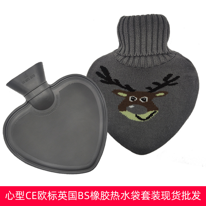 En stock lindo en forma de corazón mano más caliente bolsa de agua portátil creativo llenado de inyección de agua bolsa de agua caliente moda portátil bolso caliente al por mayor