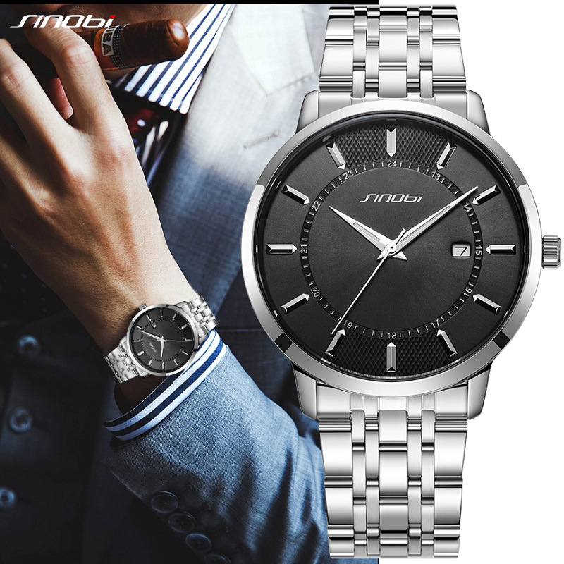 Sinobi Men's Watch Steel Strap Calendar Wholesale Cross-Border Couple Pair Watch Women's Watch Casual Quartz Watch 9895