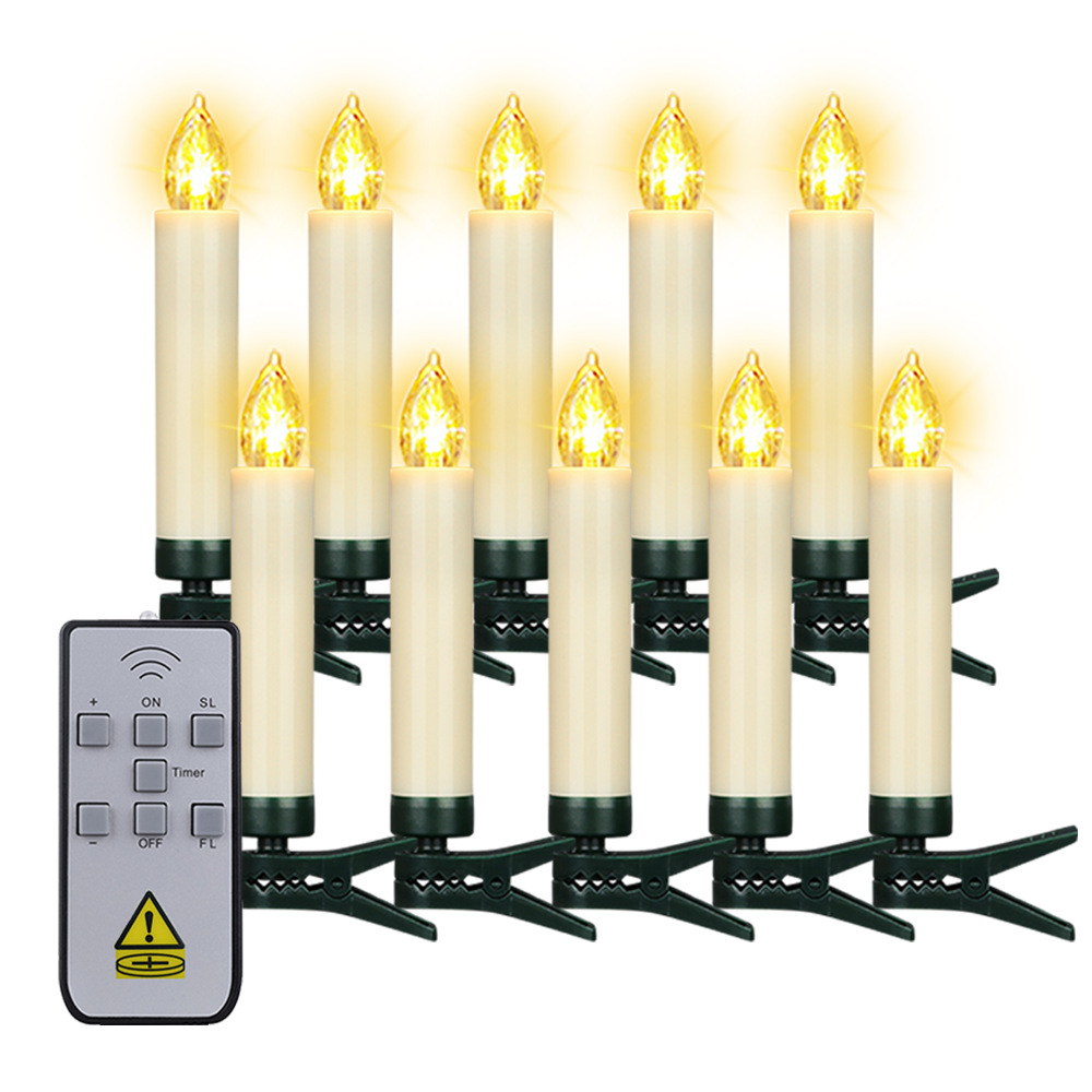 Cabezal de Lámpara de Cristal con Vela Electrónica a Control Remoto con Temporizador para Decoración de Ambiente Navideño y de Halloween, Vela de Plástico con Efecto de Llama image 6