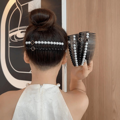 女性用のシンプルなパールヘアピン、大きなコーム、細かい髪の前髪整理ツール、後頭部用のヘアコーム、滑り止めヘアピン