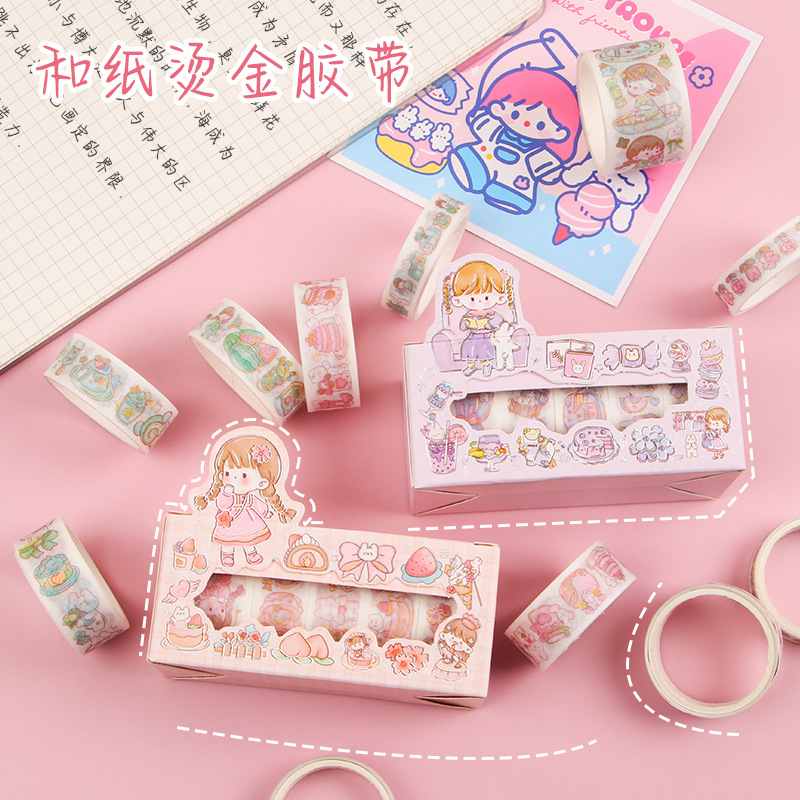 Cinta de papel traje colorido lindo hecho a mano del corazón del estudiante cuenta pegatinas decorativas DIY material pegatinas