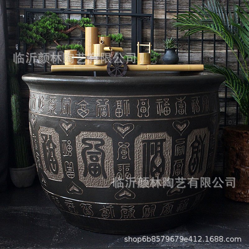 Gran tanque de cerámica de alta calidad gran tanque de terra gran patio tanque de agua para atraer la riqueza tanque de pescado acuario de lirios gran talla