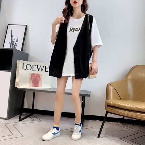 Black Denim Vest Slim Women's Summer Autumn New European Style Loose Casual Jacket Backless Outerwear