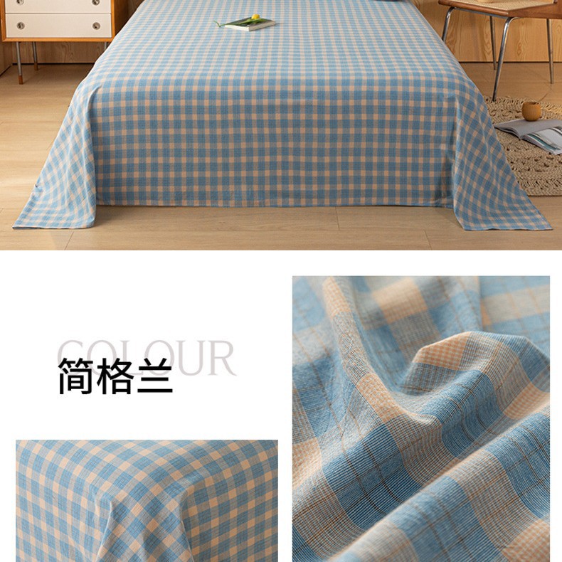 Sábanas engrosadas de algodón puro pieza única 100 algodón nuevo dormitorio de estudiantes azul edredón para dormir desnudo juego de tres piezas de funda de almohada individual