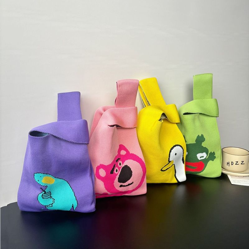 Advanced Sense Knitted Bag New Cartoon Wrist Bag Large Capacity Handbag Niche All-match Handbag Hand Gift Bag