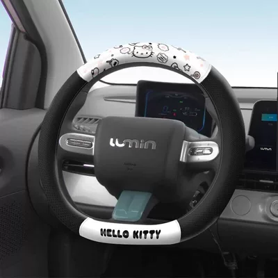 new car interior decoration set: Sürətlər qutusu və əl tormozu başlıqları - kt274-1df-steering-wheel-cover-d-shaped-suitable-for-36-38cm-mesh-fabric-leather