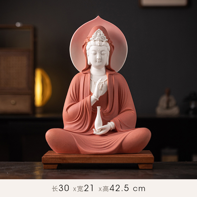 德化陶瓷观音菩萨摆件自在观世音佛像供奉南海观音家居客厅装饰品|undefined