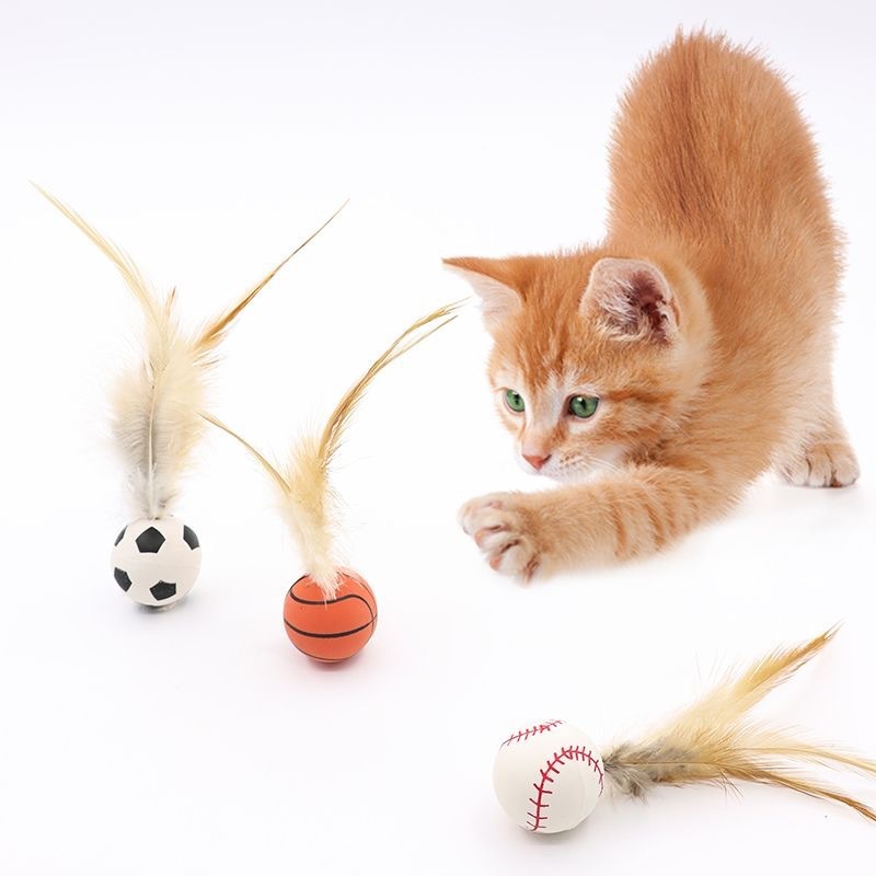 源头工厂羽毛弹力运动球小猫咪玩具自嗨解闷逗猫玩具宠物用品批发|undefined