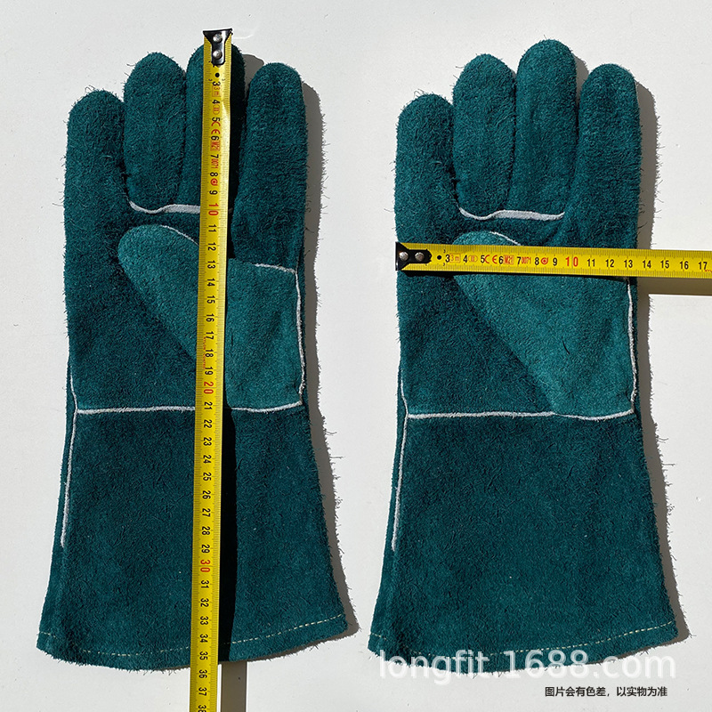 Guantes largos de soldadura de piel de vaca soldadores de soldadura de trabajo de parrilla de trabajo de trabajo grueso desgaste trabajo seco servicio de mano de obra mayorista image 4