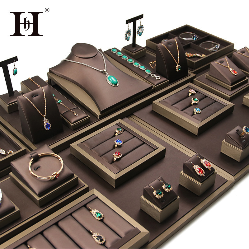 Jewelry Pu Display Stand Ring Pendant Seat Cover Bracelet Necklace Jewelry Set Display Wholesale