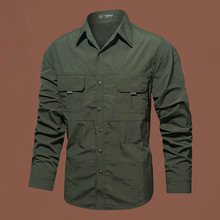 秋冬新款户外长袖战术衬衫男超薄透气多口袋速干衬衣翻领登山外套