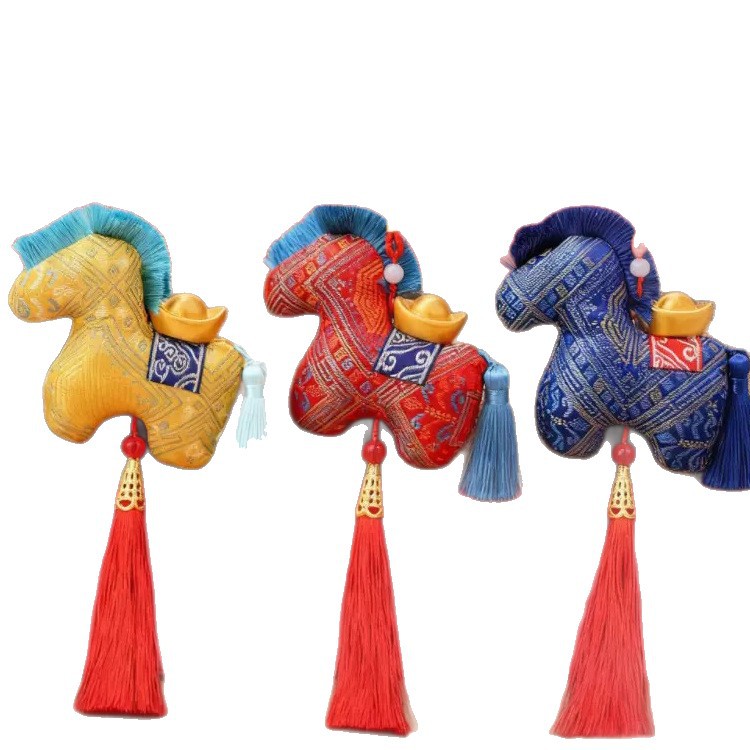 Año del Caballo chino tela bordada trilla bolsa de flores de Año Nuevo decoración de barril de flores de Año Nuevo colgante de maceta colgante bolsa de bendición image 5