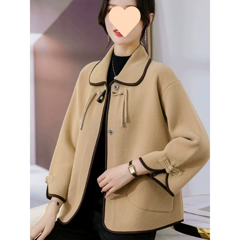 Осенняя двусторонняя бархатная короткая верхняя одежда для мам, женская мода, новые осенние и зимние шерстяные кардиганы для женщин среднего и пожилого возраста