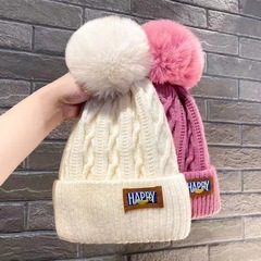 厚いベルベットのニット帽の子供の秋冬の防寒毛糸帽の保温保護耳は顔を見せます。