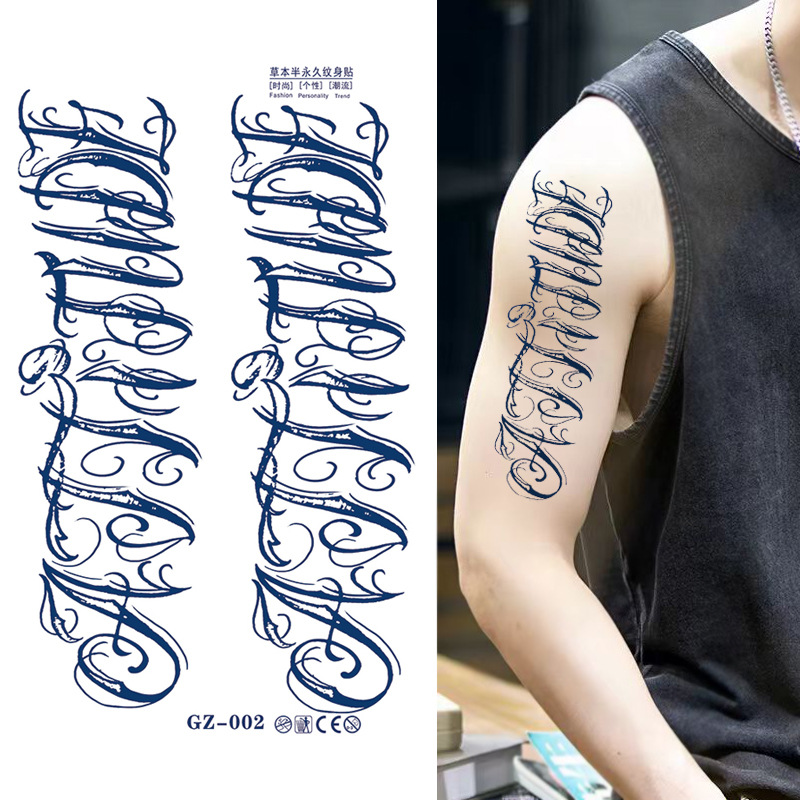 Tatuajes temporales semipermanentes estilo INS, pegatinas de tatuajes de hierba, letras de animales, dibujos animados, impermeables, resistentes al sudor, pegatinas para cubrir cicatrices image 9