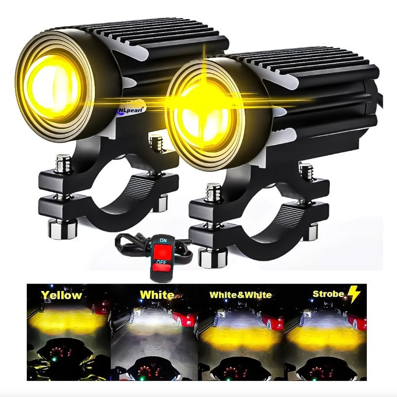Focos LED para motocicleta, luces de modificación para vehículos eléctricos, faros de lente bicolor, luces LED modificadas para coche, transfronterizos. image 1