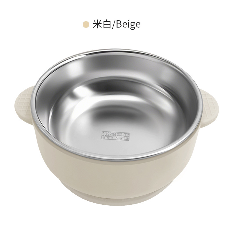 Hot sale 304 acero inoxidable para niños cuencos de arroz cubiertos de doble capa de silicona a prueba de quemaduras y caídas