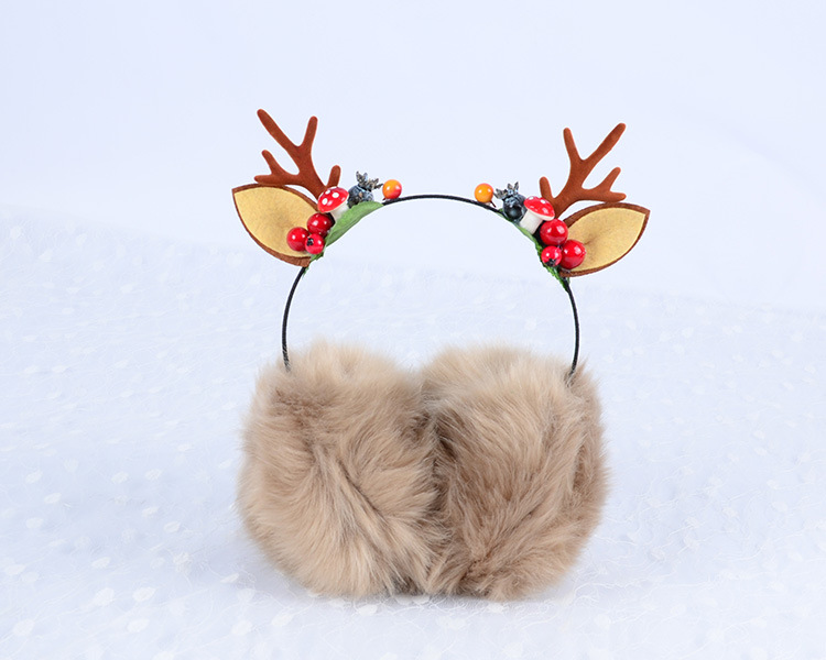 Christmas Winter Antlers Berry Earmuffs Cute Girl Warm Earmuffs Earmuff Autumn And Winter Ear Covers Stall Wholesale display picture 2