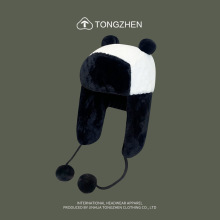 谷爱凌同款熊猫雷锋帽女可爱毛绒加厚护耳帽户外防风保暖滑雪帽潮