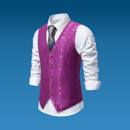 Foreign Trade European Size Men's Suit Vest, New Cross-Border Halloween Jacquard Vest for Men, Men's Formal Wear, Stage Performance Costume