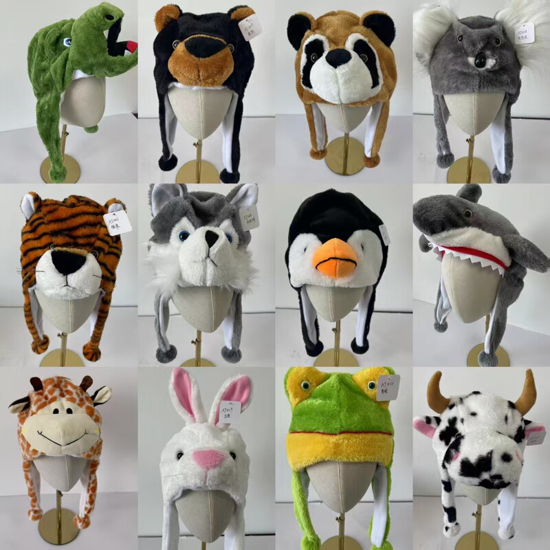 Cartoon Shark Crocodile Animal Hat Performance Dance Event Props Rabbit Plush Toy Hat Headgear Headdress
