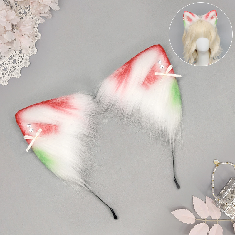 多巴胺炫彩渐变猫耳发箍女主播cos头饰彩色马卡龙lolita兽耳发饰|undefined