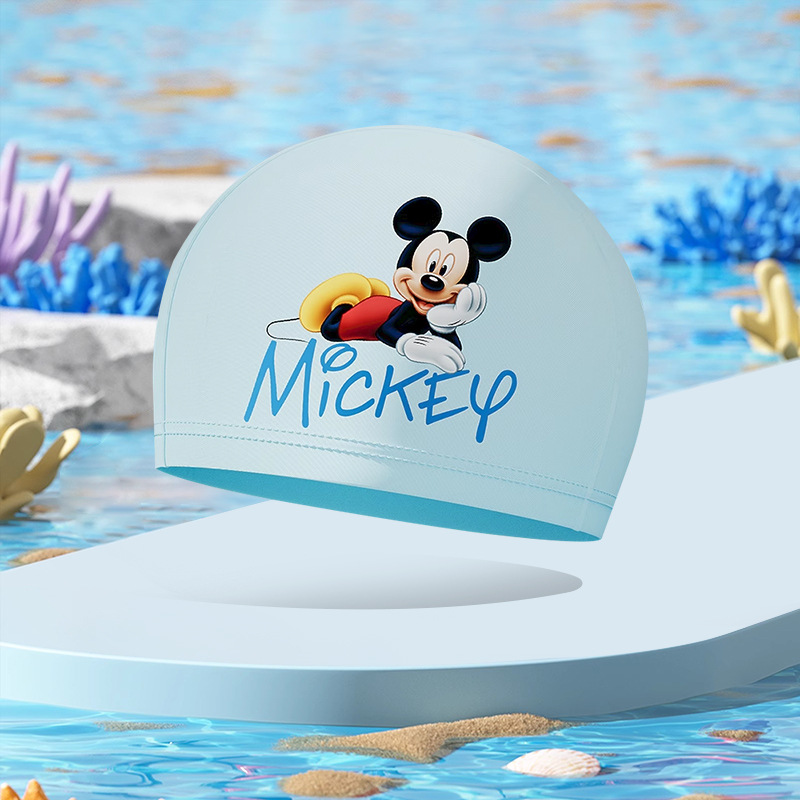 Gorro de natación para niños y niñas de Disney, tela cómoda que no aprieta la cabeza, nuevo estilo bonito para niñas con cabello largo, equipo de natación profesional.