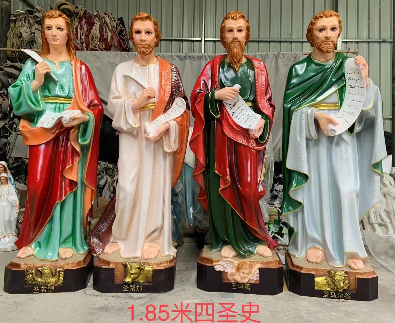 180cm Cuatro San Juan San Lucas San Mateo San Marcos Ornamento Fiberglass Decoración de la iglesia