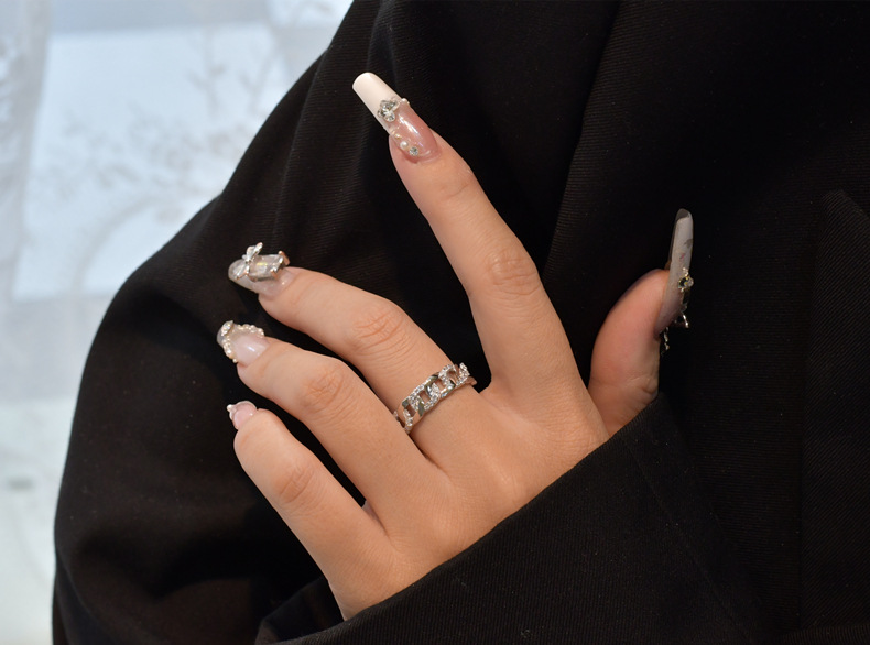 Fashion Geometric Sterling Silver Inlay Zircon Rings 1 Piece