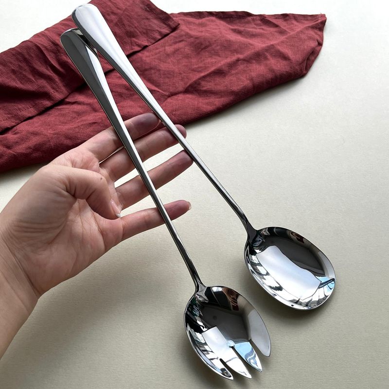 公共ステンレスホテルのカフェテリア分食スプーン304材質28cm長柄分菜スプーンサラダフォーク|undefined