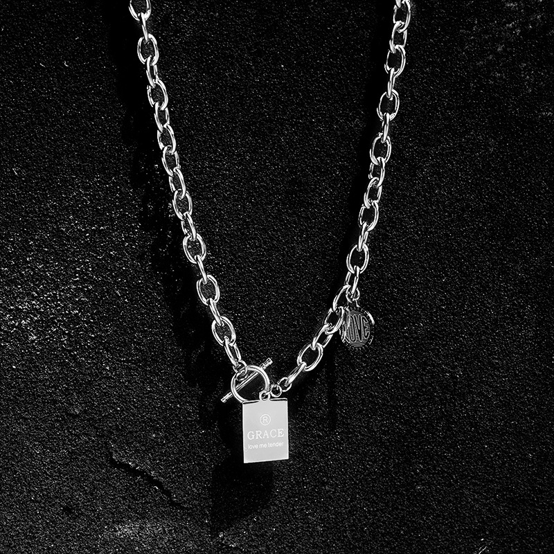 Titanium Steel Necklace Hip-hop Letter Pendant Necklace Jewelry Wholesale display picture 4