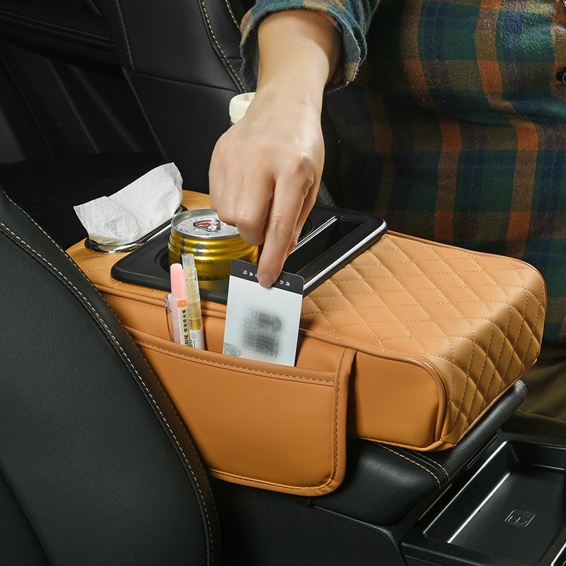 New car armrest box mat booster mat car tissue box storage bag cup holder multifunctional armrest box mat