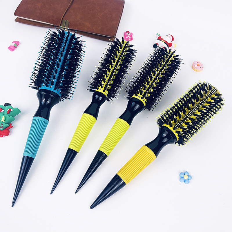 Tubo de aluminio de cerdas peine hogar curling peine venta al por mayor masaje peine del pelo peine de madera punta cola peine contraste color cojín de aire peine