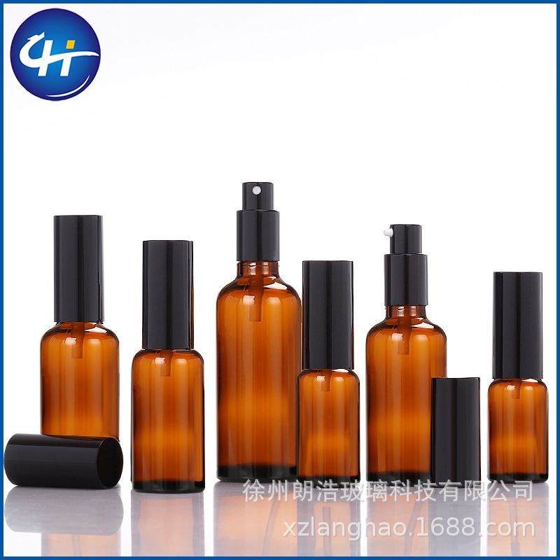 30ml 50ml 100mlガラススプレーボトルローションボトルプレススプレー分注ボトル茶色避光化粧品ボトル|undefined