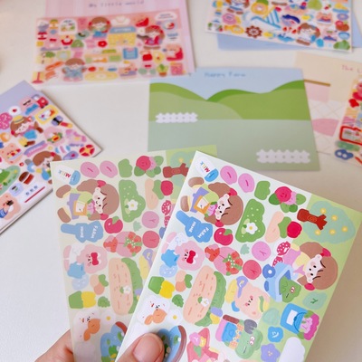 Cartoon lovely Sticker Leaflets pattern Decorative stickers Hearts Hand account source material Water cup computer DIY Stickers