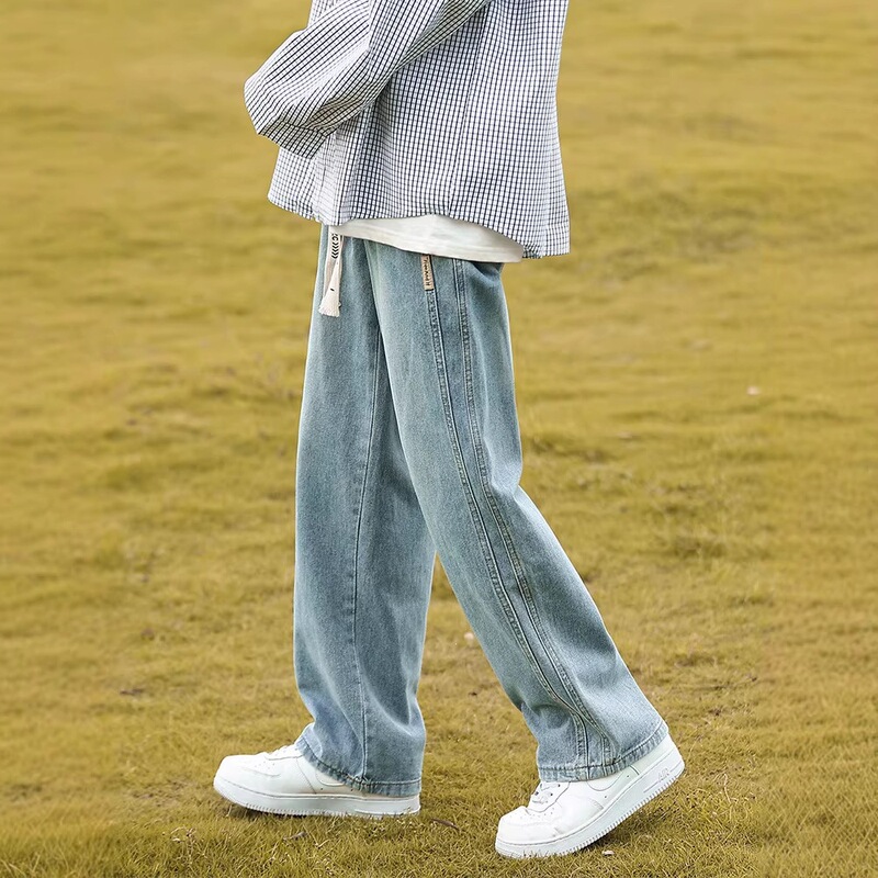 Cross-Border Washed Men's Jeans Straight Loose Wide-Leg American High Street Style 2025 Summer New Versatile Casual Pants Cross-Border Washed Men's Jeans Straight Loose Wide-Leg American High Street Style 2025 Summer New Versatile Casual Pants